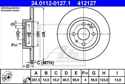ATE 24.0112-0127.1 - féktárcsa ALFA ROMEO CHRYSLER FIAT LANCIA