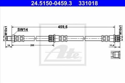 ATE 24.5150-0459.3 - fékcső MITSUBISHI SMART