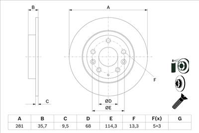 BOSCH 0 986 479 E55 - féktárcsa MAZDA