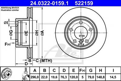 ATE 24.0322-0159.1 - féktárcsa BMW