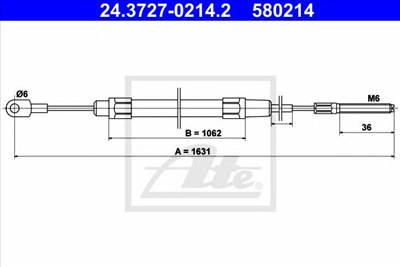 ATE 24.3727-0214.2 - Kézifék bowden BMW