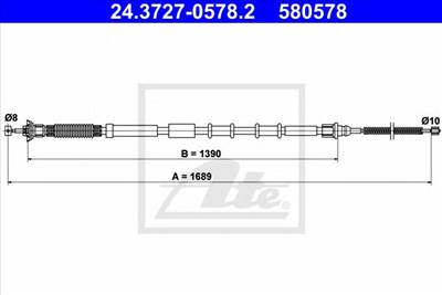 ATE 24.3727-0578.2 - Kézifék bowden FIAT