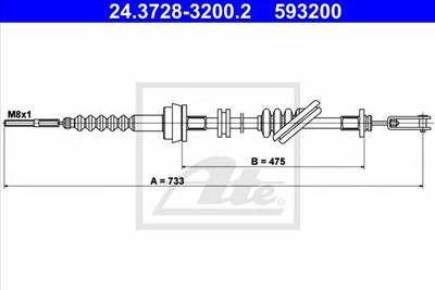 ATE 24.3728-3200.2 - kuplung bowden KIA