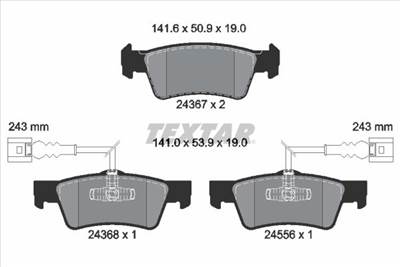 Fékbetét készlet TEXTAR 2436701 for SEAT, SKODA, VW, AUDI