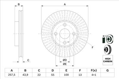 BOSCH 0 986 479 E56 - féktárcsa MAZDA