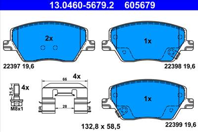 ATE 13.0460-5679.2 - fékbetétkészlet, tárcsafék FIAT