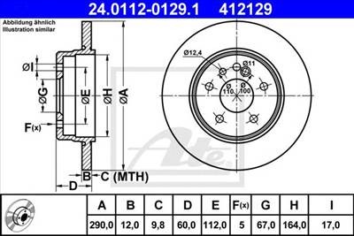 ATE 24.0112-0129.1 - féktárcsa MERCEDES-BENZ