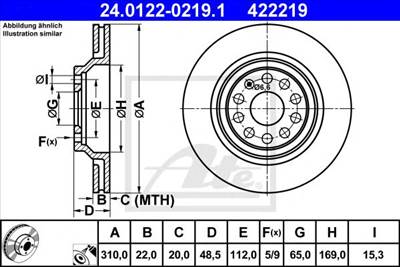 ATE 24.0122-0219.1 - féktárcsa AUDI CUPRA SEAT SKODA VW