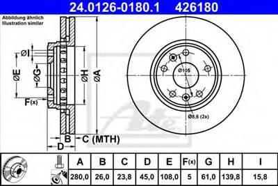 ATE 24.0126-0180.1 - féktárcsa MERCEDES-BENZ