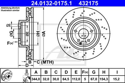 ATE 24.0132-0175.1 - féktárcsa MERCEDES-BENZ