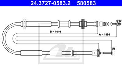 ATE 24.3727-0583.2 - Kézifék bowden FIAT