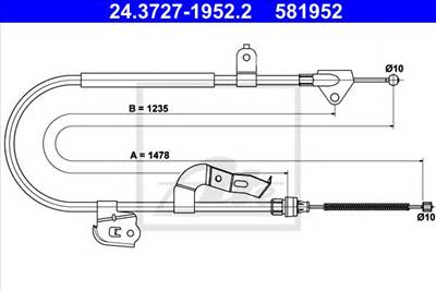 ATE 24.3727-1952.2 - Kézifék bowden TOYOTA