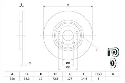 BOSCH 0 986 479 E57 - féktárcsa FIAT LANCIA