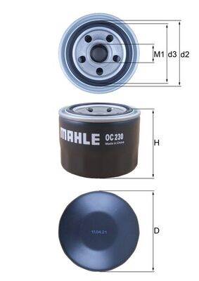 MAHLE OC 230 - olajszűrő ASIA MOTORS BEDFORD HYUNDAI MITSUBISHI PROTON SMART SUBARU