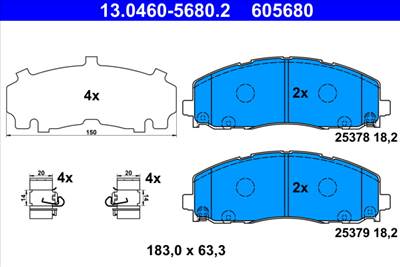 ATE 13.0460-5680.2 - fékbetétkészlet, tárcsafék FIAT JEEP LANCIA