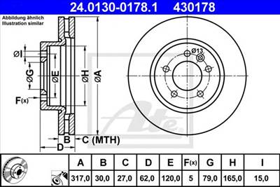 ATE 24.0130-0178.1 - féktárcsa LAND ROVER