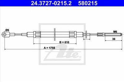 ATE 24.3727-0215.2 - Kézifék bowden BMW