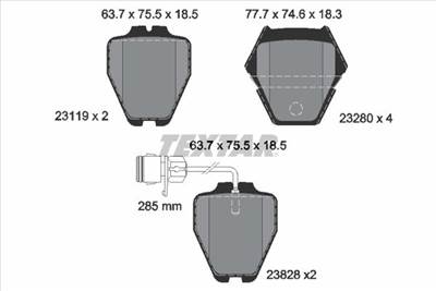 Fékbetét készlet TEXTAR 2311901 for AUDI, SEAT, SKODA, VW