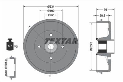 TEXTAR 94045000 - fékdob NISSAN