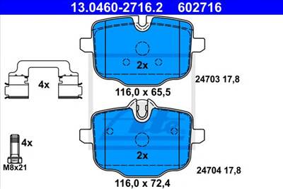 ATE 13.0460-2716.2 - fékbetét BMW