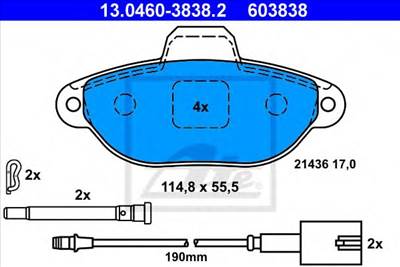ATE 13.0460-3838.2 - fékbetét FIAT FORD