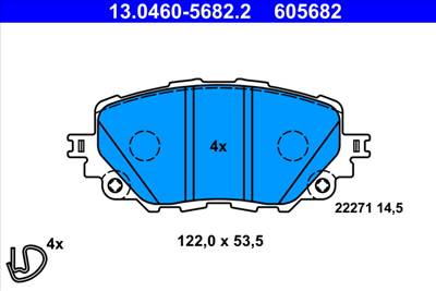 ATE 13.0460-5682.2 - fékbetétkészlet, tárcsafék ABARTH FIAT MAZDA