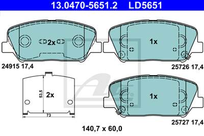 ATE 13.0470-5651.2 - fékbetét HYUNDAI KIA