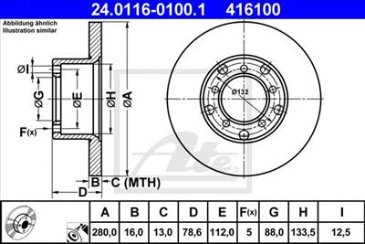 ATE 24.0116-0100.1 - féktárcsa MERCEDES-BENZ