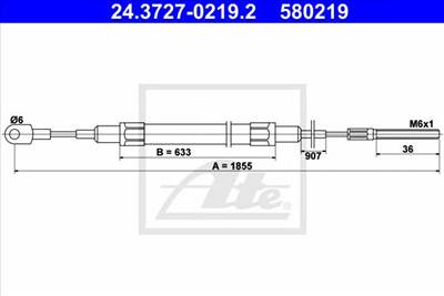 ATE 24.3727-0219.2 - Kézifék bowden BMW