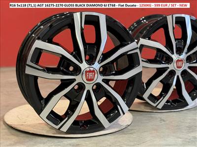 R16 5x118 (71,1) AGT 16275-2270 GLOSS BLACK DIAMOND 6J ET68 - Fiat Ducato új alufelnik felnik