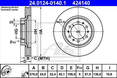 ATE 24.0124-0140.1 - féktárcsa MITSUBISHI