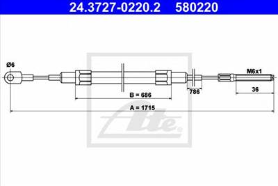 ATE 24.3727-0220.2 - Kézifék bowden BMW