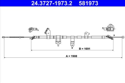 ATE 24.3727-1973.2 - Kézifék bowden TOYOTA