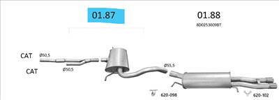 EDEX 01.87 - Audi A4 B5 2.4/2.8 kipufogó közép dob