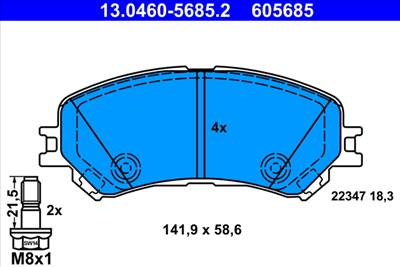 ATE 13.0460-5685.2 - fékbetétkészlet, tárcsafék RENAULT