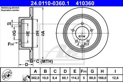 ATE 24.0110-0360.1 - féktárcsa CITROËN MITSUBISHI PEUGEOT
