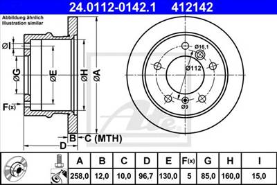 ATE 24.0112-0142.1 - féktárcsa MERCEDES-BENZ VW