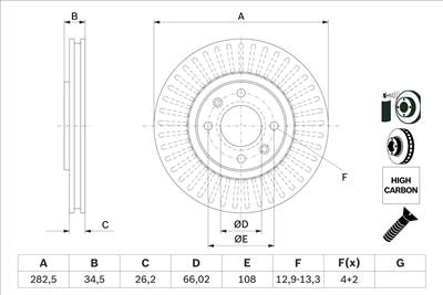 BOSCH 0 986 479 E67 - féktárcsa CITROËN DS OPEL PEUGEOT