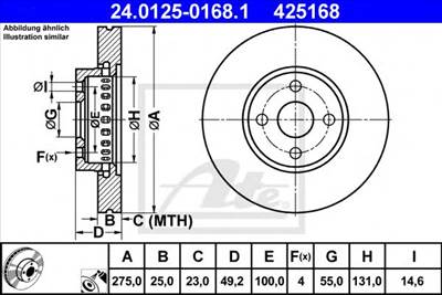 ATE 24.0125-0168.1 - féktárcsa TOYOTA