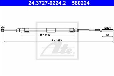 ATE 24.3727-0224.2 - Kézifék bowden BMW