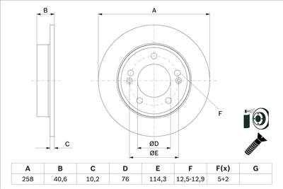 BOSCH 0 986 479 E68 - féktárcsa HYUNDAI KIA