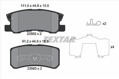 Fékbetét készlet TEXTAR 2358202 for MITSUBISHI, CITROËN, DODGE, CHRYSLER, …