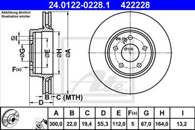 ATE 24.0122-0228.1 - féktárcsa CHRYSLER MERCEDES-BENZ