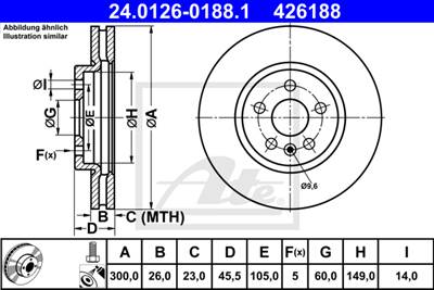 ATE 24.0126-0188.1 - féktárcsa CHEVROLET OPEL VAUXHALL