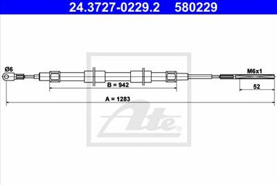 ATE 24.3727-0229.2 - Kézifék bowden BMW
