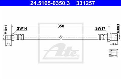 ATE 24.5165-0350.3 - fékcső PORSCHE VW