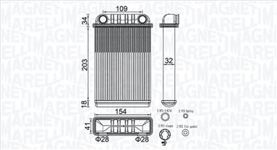 MAGNETI MARELLI 350218512000 - Hőcserélő, belső tér fűtés OPEL VAUXHALL