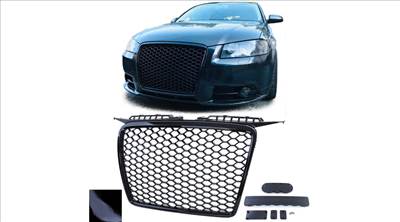 AUDI A3 8P 2005-2008 RS stílusú lakkozott fekete hűtőrács