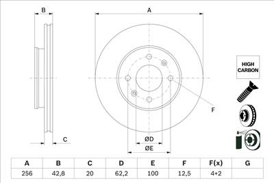 BOSCH 0 986 479 G86 - féktárcsa KIA