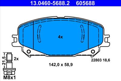 ATE 13.0460-5688.2 - fékbetétkészlet, tárcsafék RENAULT